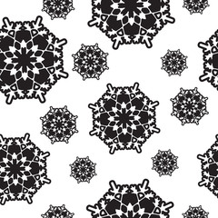 Winter seamless pattern with snowflakes. Vector illustration.