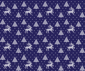 Christmas New Year's winter seamless festive Norwegian pixel pattern - Scandinavian style