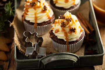 Gingerbread men cupcakes with caramel