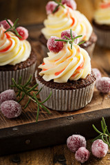 Sugared cranberry ginger cupcakes