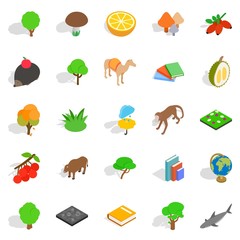 Biology icons set, isometric style