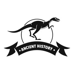 Jurassic raptor logo, simple black style