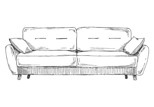 Sofa Sketch Stock Illustration - Download Image Now - 2015, Antique, Art -  iStock