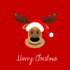 Fototapeta na wymiar Abstract Christmas Card Reindeer Face on Red Design, Stock Vector Illustration