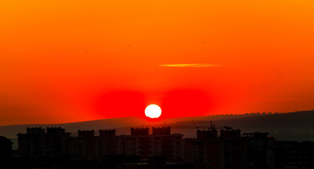 Solar disk at sunrise