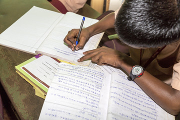 School children books classroom, India