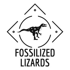 Fossilized lizard logo, simple black style