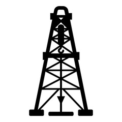 Oil derrick icon, simple black style