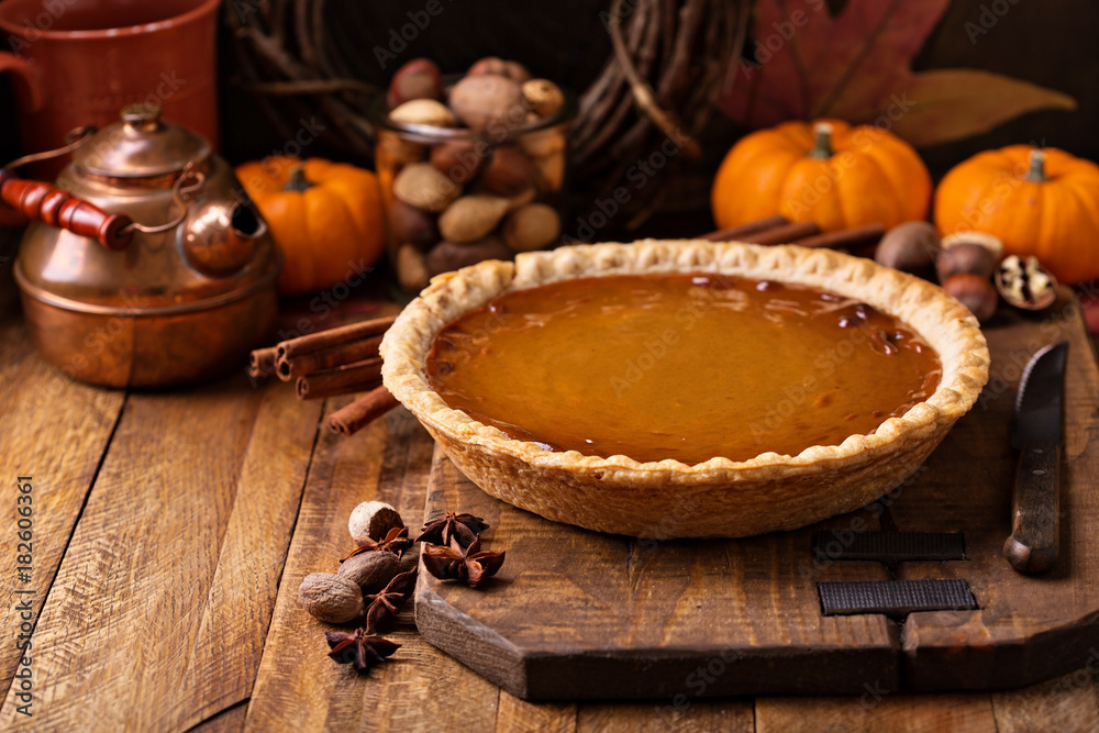 Wall mural pumpkin pie with whipped cream