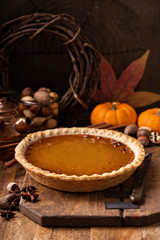 Pumpkin pie with whipped cream