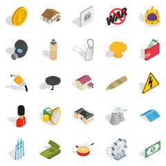 Profitable business icons set, isometric style