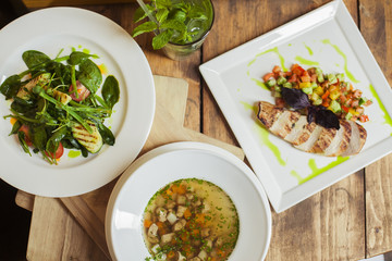 business lunch in a restaurant