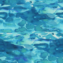 Sea waves, Seamless background. Abstract watercolor design