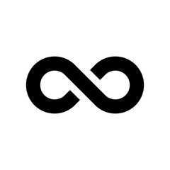 Black infinity symbol icon. Simple flat vector design element.