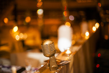 golden microphone in the restaurant