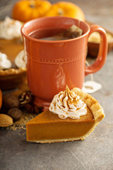 Pumpkin pie with whipped cream