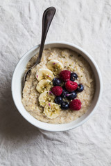 Bowl of porridge with spoon