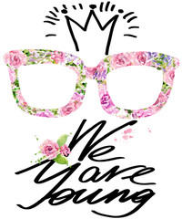 hand-drawn illustration pink Rose flowers