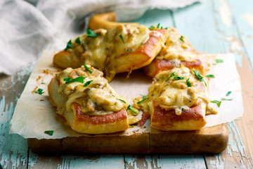 Mini Mushroom Tarts.style rustic.selective focus