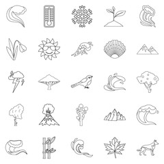 Environ icons set, outline style