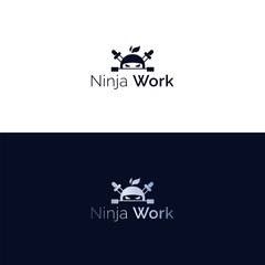 Vector ninja head mascot logo - obrazy, fototapety, plakaty