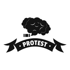 Protester smoke logo, simple black style