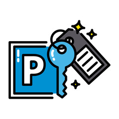 Parking black outline icon sharing economy concept colorful