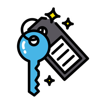 Black outline key sharing economy concept colorful style