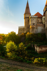 Fototapeta na wymiar Medieval castle , Corvinesti castle at sunrise