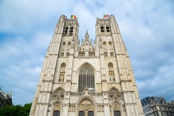 Fototapeta na wymiar Cathedral of St. Michael and St. Gudula in Brussels, Belgium