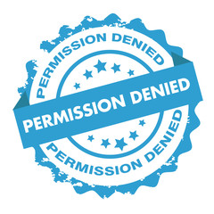 Permission denied blue text stamp design