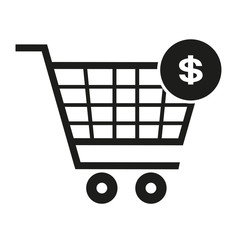 supermarket trolley, dollar icon, vector illustration