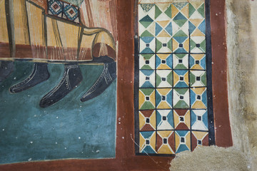 Fresken in einer Romanischen Kirche im Valle de Boi in den Spanischen Pyrenäen