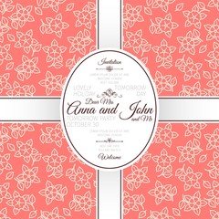 Card with pink japanese flowers pattern