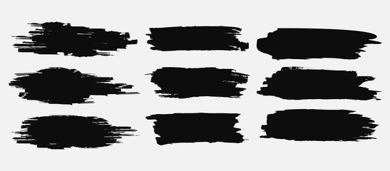 Vector Brush Stroke Collection. Black Watercolor Grunge Texture