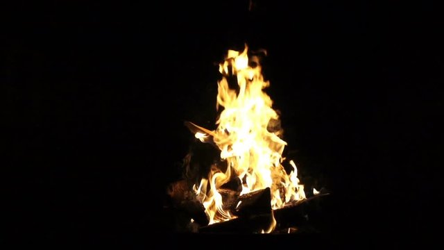 fire flame on a black background slow motion video