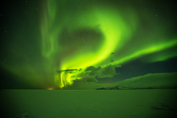 Beautiful aurora borealis in Iceland, shot in early winter period