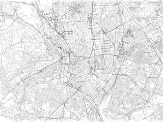 Fototapeta na wymiar Strade di Madrid centro, cartina della città, Spagna. Stradario