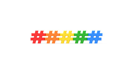 Communauté Hashtag Multicouleur de Face en 3D