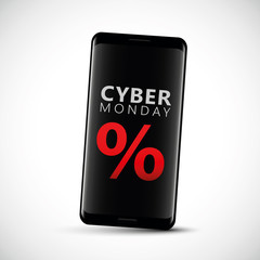 cyber monday im schwarzen smartphone