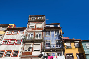 Buildings in central part of the old Porto, Portugal.