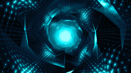 Flight in abstract multicolored corridor 3d illustration