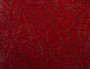 red crocodile skin texture close-up; reptile texture as background