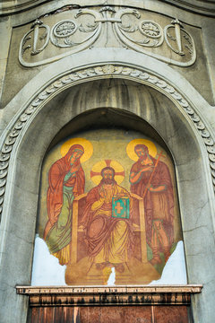 The entrance to the church in Pancevo