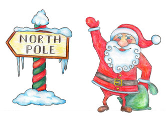 Santa Claus and North Pole sign