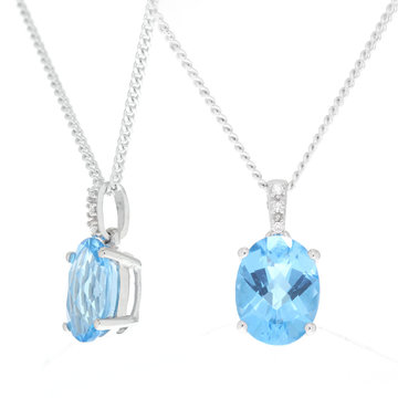diamond and blue topaz pendant