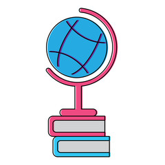 planet earth map globe with books icon image vector illustration design 