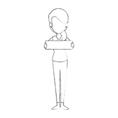 beautiful businesswoman with banner vector illustration design