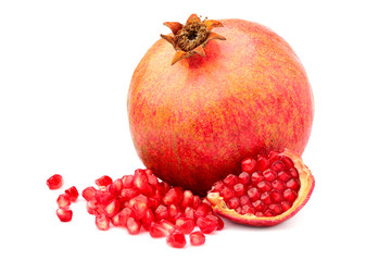 Ripe pomegranate fruit isolated.