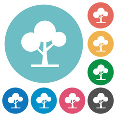 Obraz premium Leafy tree flat round icons